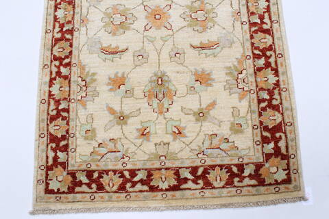 Chobi Beige Runner Hand Knotted 29 X 99  Area Rug 250-23757 Image 6