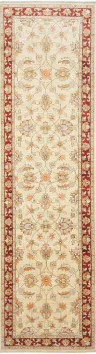 Chobi Beige Runner Hand Knotted 29 X 99  Area Rug 250-23757 Image 0