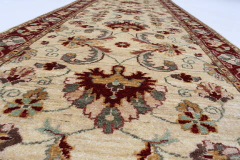 Pishavar Beige Runner Hand Knotted 29 X 96  Area Rug 250-23759 Image 2