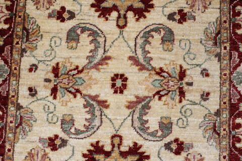Pishavar Beige Runner Hand Knotted 29 X 96  Area Rug 250-23759 Image 4