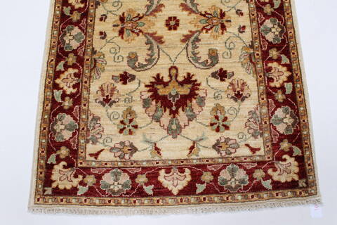 Pishavar Beige Runner Hand Knotted 29 X 96  Area Rug 250-23759 Image 5