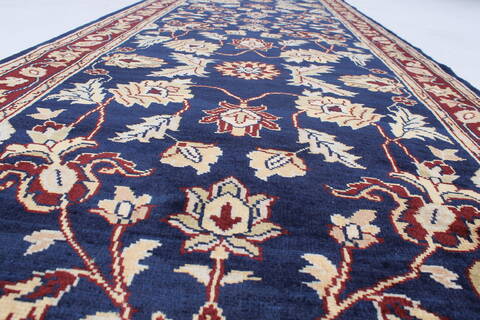 Pishavar Blue Runner Hand Knotted 211 X 87  Area Rug 250-23760 Image 2