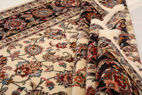 Mashad Cream Hand Knotted 100 X 130  Area Rug 100-23772 Image 1