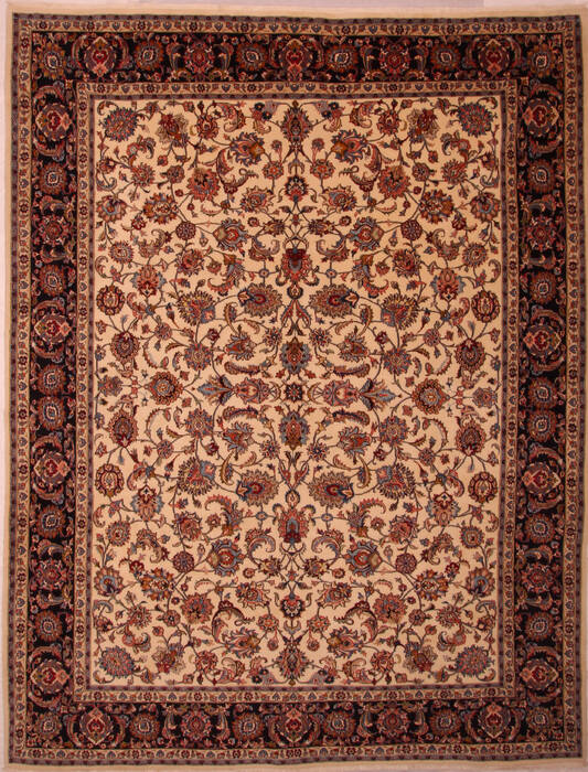 Mashad Cream Hand Knotted 100 X 130  Area Rug 100-23772 Image 0