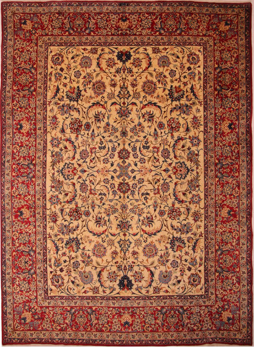 Isfahan Beige Hand Knotted 95 X 130  Area Rug 100-23773 Image 0