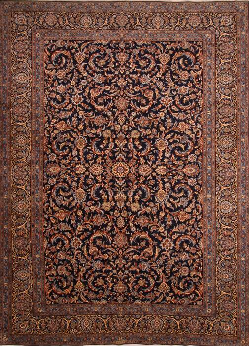 Kashan Blue Hand Knotted 910 X 138  Area Rug 100-23794 Image 0