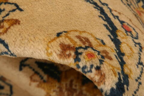 Kashan Beige Hand Knotted 101 X 136  Area Rug 100-23797 Image 1