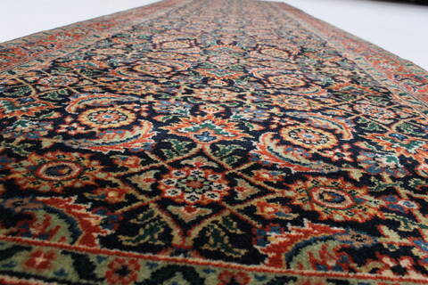 Herati Blue Runner Hand Knotted 27 X 97  Area Rug 250-23802 Image 1