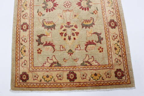 Pishavar Green Runner Hand Knotted 29 X 103  Area Rug 250-23810 Image 8