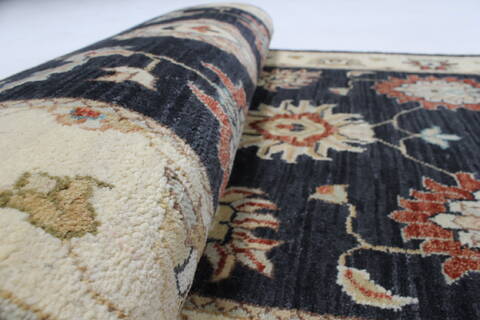 Ziegler Black Runner Hand Knotted 26 X 102  Area Rug 250-23811 Image 11
