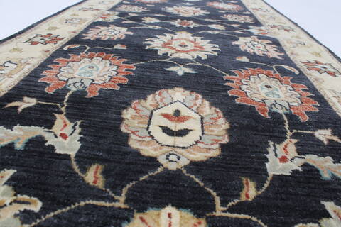 Ziegler Black Runner Hand Knotted 26 X 102  Area Rug 250-23811 Image 3