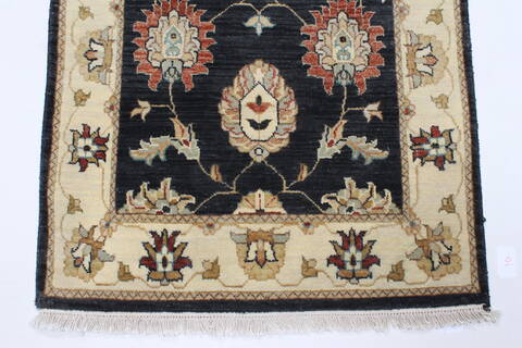 Ziegler Black Runner Hand Knotted 26 X 102  Area Rug 250-23811 Image 6