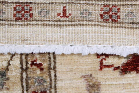 Pishavar Beige Runner Hand Knotted 28 X 98  Area Rug 250-23815 Image 2