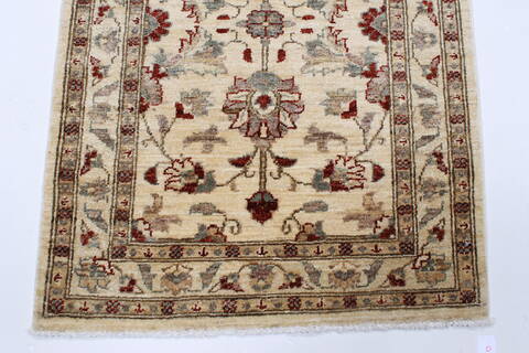 Pishavar Beige Runner Hand Knotted 28 X 98  Area Rug 250-23815 Image 6