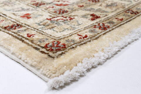 Pishavar Beige Runner Hand Knotted 28 X 98  Area Rug 250-23815 Image 7