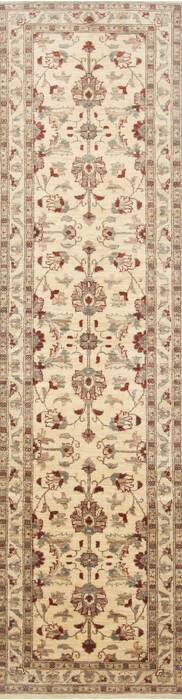 Pishavar Beige Runner Hand Knotted 28 X 98  Area Rug 250-23815 Image 0