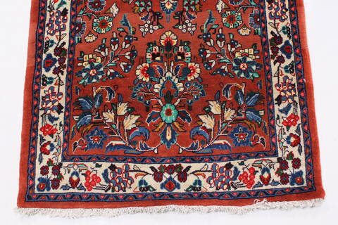 Sarouk Purple Runner Hand Knotted 29 X 134  Area Rug 250-23858 Image 4