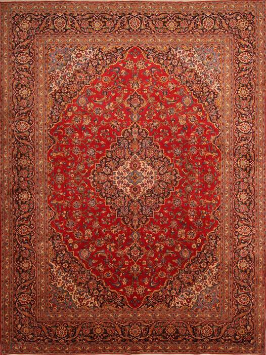 Kashan Red Hand Knotted 102 X 136  Area Rug 100-23868 Image 0