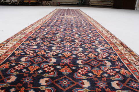 Hamedan Blue Runner Hand Knotted 32 X 1610  Area Rug 250-23888 Image 1
