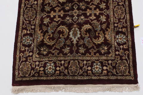 Agra Red Runner Hand Knotted 26 X 182  Area Rug 250-23959 Image 4