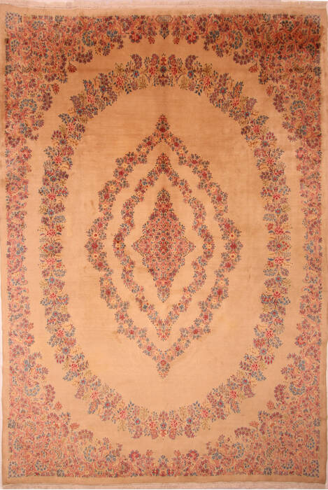 Kerman Beige Hand Knotted 99 X 141  Area Rug 100-23982 Image 0