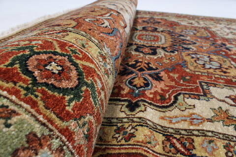 Serapi Beige Runner Hand Knotted 411 X 1111  Area Rug 250-23989 Image 4