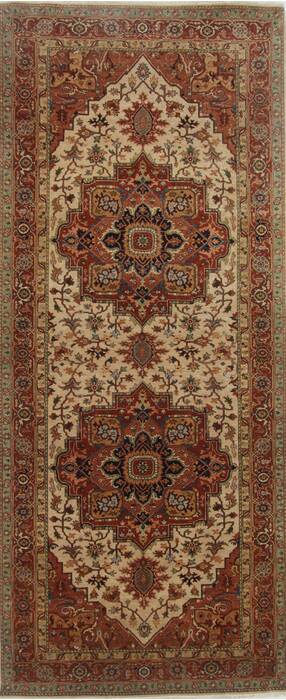 Serapi Beige Runner Hand Knotted 411 X 1111  Area Rug 250-23989 Image 0