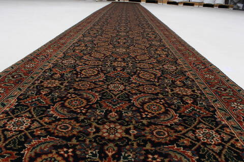 Herati Blue Runner Hand Knotted 27 X 200  Area Rug 250-23992 Image 1