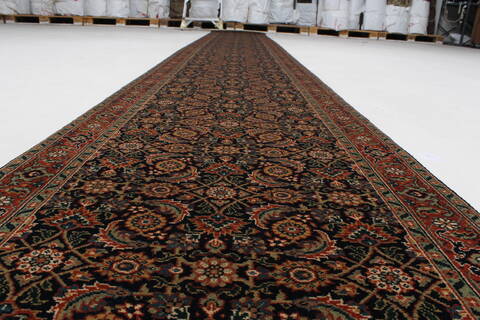 Herati Blue Runner Hand Knotted 27 X 200  Area Rug 250-23992 Image 2