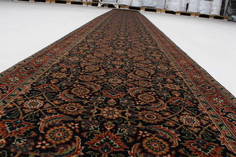 Herati Blue Runner Hand Knotted 27 X 200  Area Rug 250-23992 Image 3
