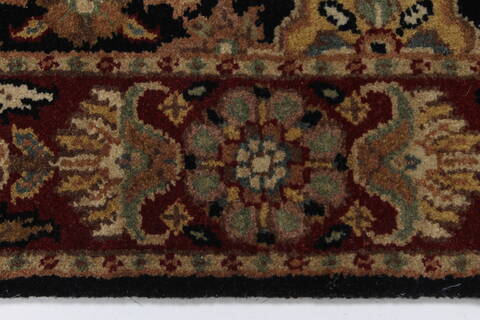 Agra Black Runner Hand Knotted 27 X 182  Area Rug 250-23993 Image 2