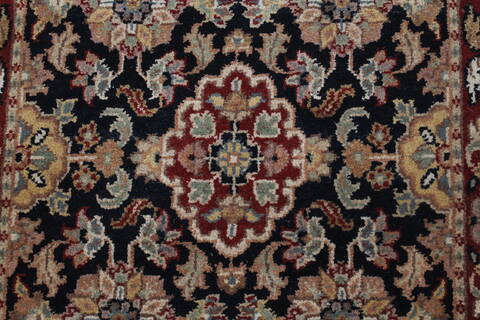 Agra Black Runner Hand Knotted 27 X 182  Area Rug 250-23993 Image 3