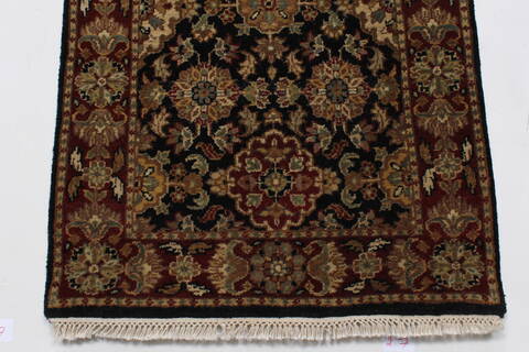 Agra Black Runner Hand Knotted 27 X 182  Area Rug 250-23993 Image 4