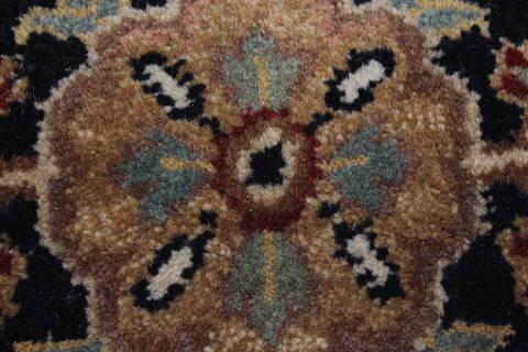 Agra Black Runner Hand Knotted 27 X 182  Area Rug 250-23993 Image 6