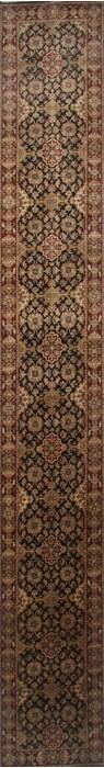 Agra Black Runner Hand Knotted 27 X 182  Area Rug 250-23993 Image 0