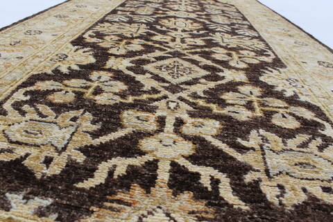 Pishavar Brown Runner Hand Knotted 27 X 1710  Area Rug 250-23998 Image 2