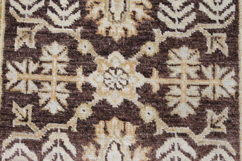 Pishavar Brown Runner Hand Knotted 27 X 1710  Area Rug 250-23998 Image 4