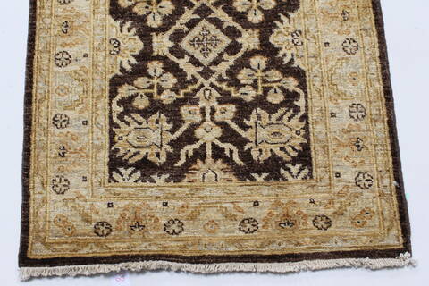 Pishavar Brown Runner Hand Knotted 27 X 1710  Area Rug 250-23998 Image 5