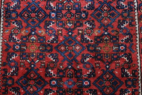 Hamedan Red Runner Hand Knotted 211 X 162  Area Rug 250-24011 Image 4