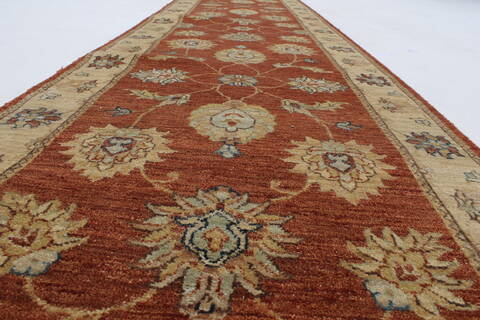 Ziegler Brown Runner Hand Knotted 26 X 198  Area Rug 250-24031 Image 2