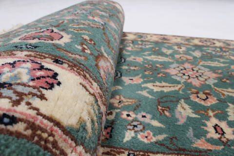 Tabriz Green Runner Hand Knotted 25 X 123  Area Rug 250-24042 Image 11