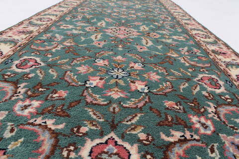 Tabriz Green Runner Hand Knotted 25 X 123  Area Rug 250-24042 Image 1