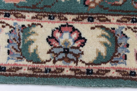 Tabriz Green Runner Hand Knotted 25 X 123  Area Rug 250-24042 Image 2