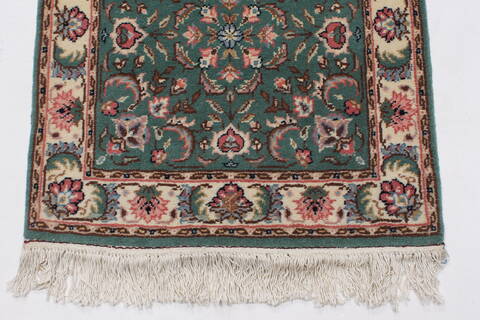 Tabriz Green Runner Hand Knotted 25 X 123  Area Rug 250-24042 Image 4