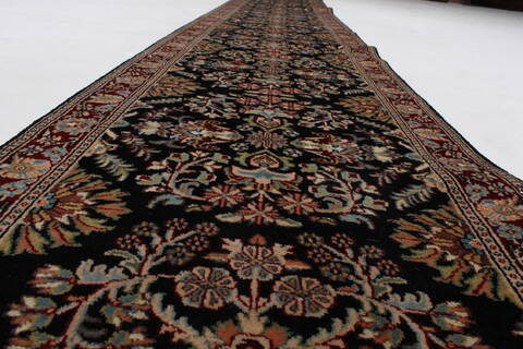 Sarouk Black Runner Hand Knotted 25 X 1511  Area Rug 250-24061 Image 2