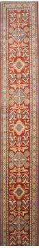 Pakistani Kazak Red Runner 16 to 20 ft Wool Carpet 24123