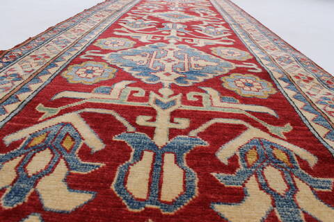 Kazak Red Runner Hand Knotted 211 X 194  Area Rug 250-24140 Image 14