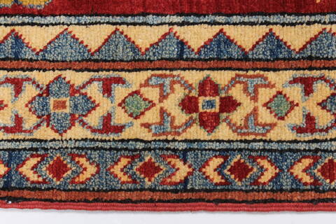 Kazak Red Runner Hand Knotted 211 X 194  Area Rug 250-24140 Image 15