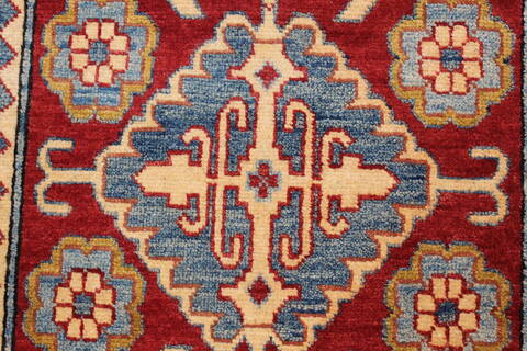 Kazak Red Runner Hand Knotted 211 X 194  Area Rug 250-24140 Image 17