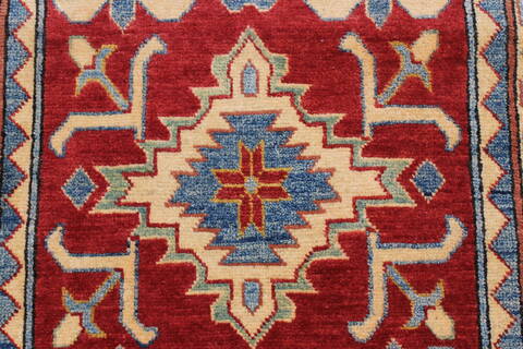 Kazak Red Runner Hand Knotted 211 X 194  Area Rug 250-24140 Image 18